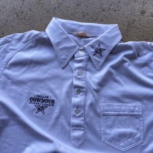 Vintage Dallas Cowboys Silver Season 25th Anniversary Polo White XXL Sahara